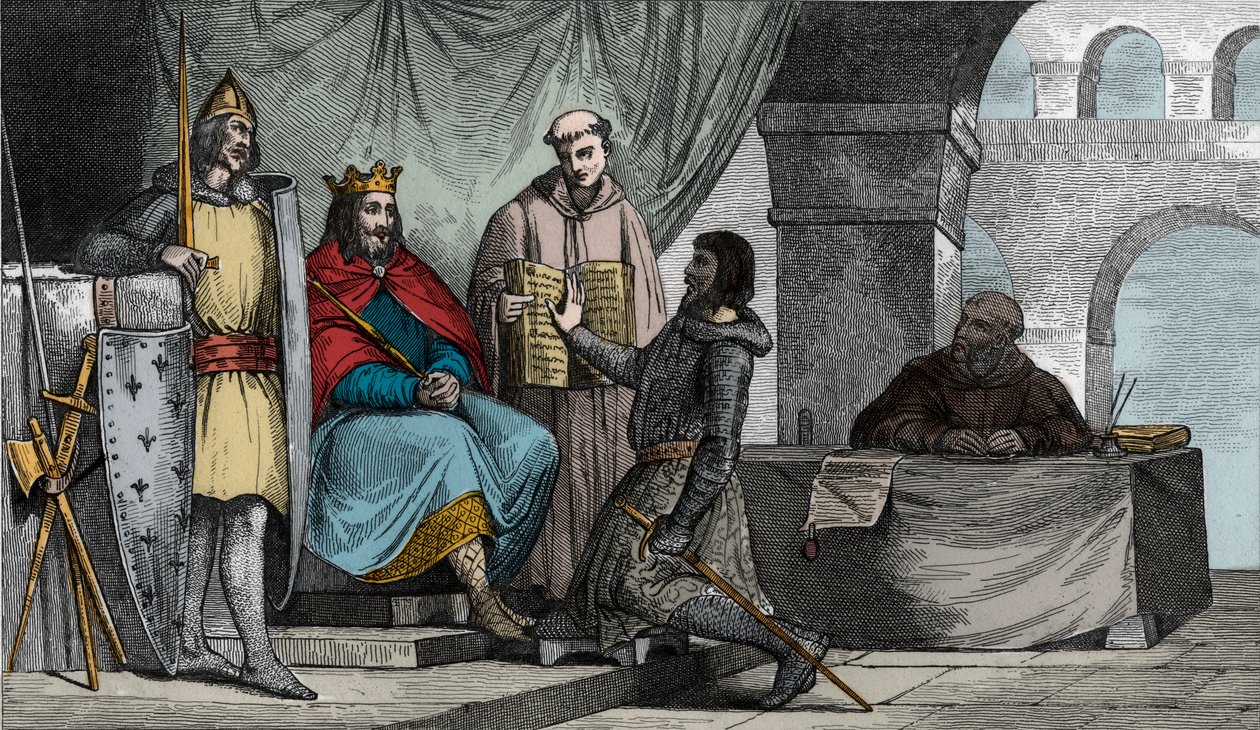 Louis II (848-79) Stammerer přijímá přísahu věrnosti od šlechtice - od Ambroise Tardieu