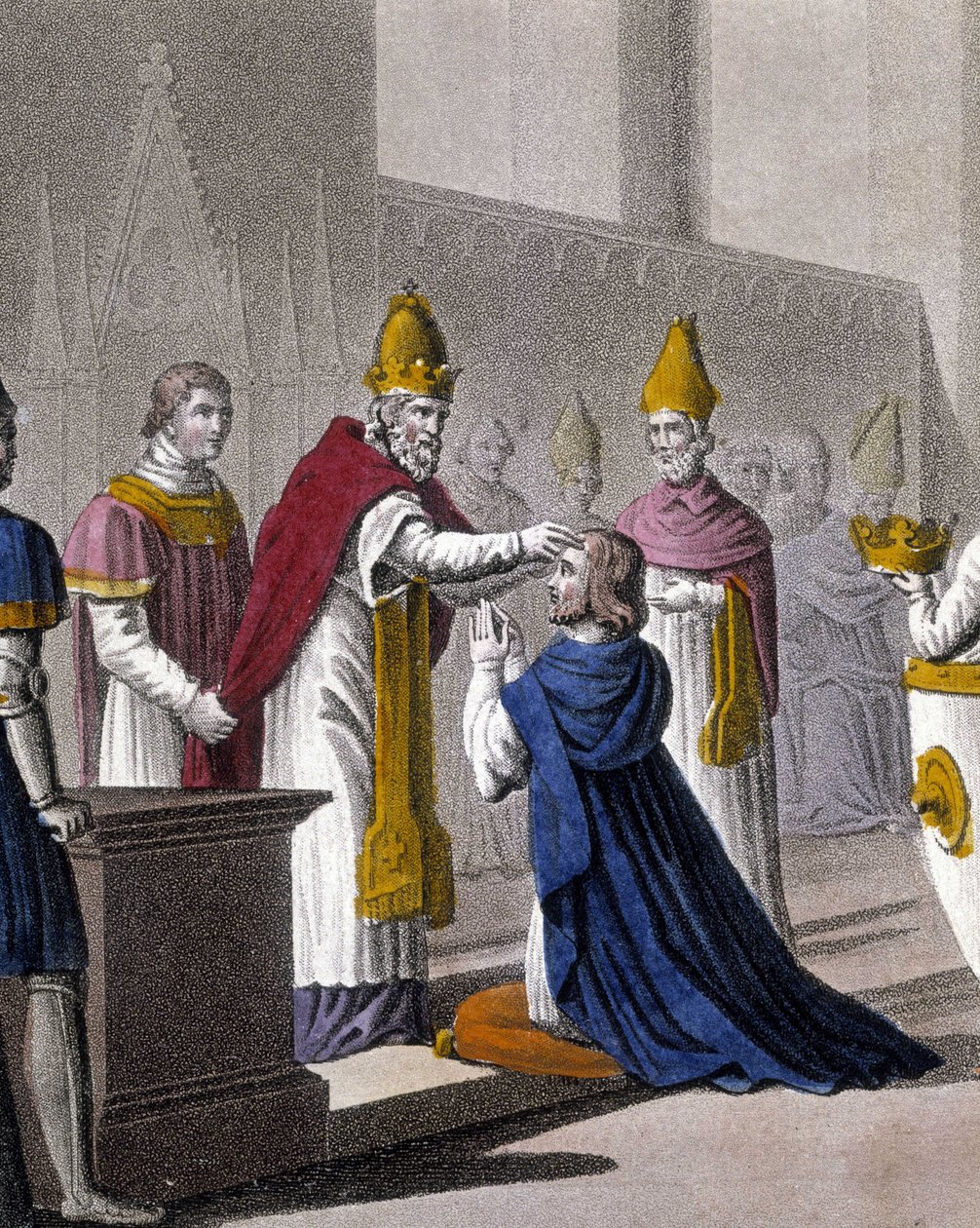 Louis II byl vysvěcen podruhé na koncilu v Troyes Janem VIII. v roce 879 (detail 33595). Navrhl a vyryl Ambroise Tardieu v roce 1825. od Ambroise Tardieu