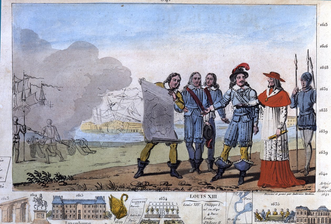 Ludvík XIII. (1601-1643) a kardinál Richelieu v sídle La Rochelle, Place d