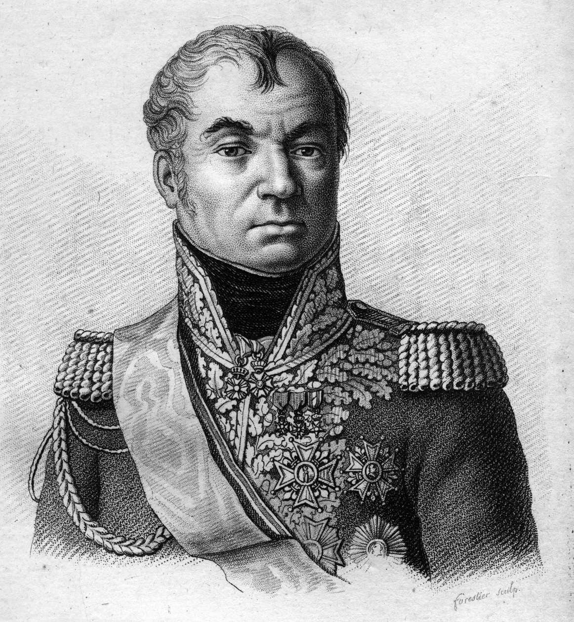 maršál Oudinot. Nicolas Charles Oudinot, vévoda z Reggio Maréchal z Francie (1767 až 1847).in „“ Portréty francouzských generálů po vítězstvích a výbojích Francouzů““. Vyryl Ambroise Tardieu v roce 1818. Sbírka Stella. od Ambroise Tardieu