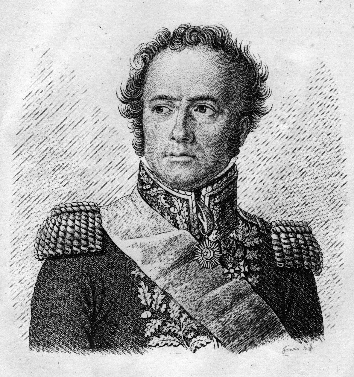 Maximilien Sébastien Foy. Francouzský generál a politik (1775 až 1825) - v “Portréty francouzských generálů po vítězstvích a výbojích Francouzů””. Vyryl Ambroise Tardieu v roce 1818. Sbírka Stella. od Ambroise Tardieu