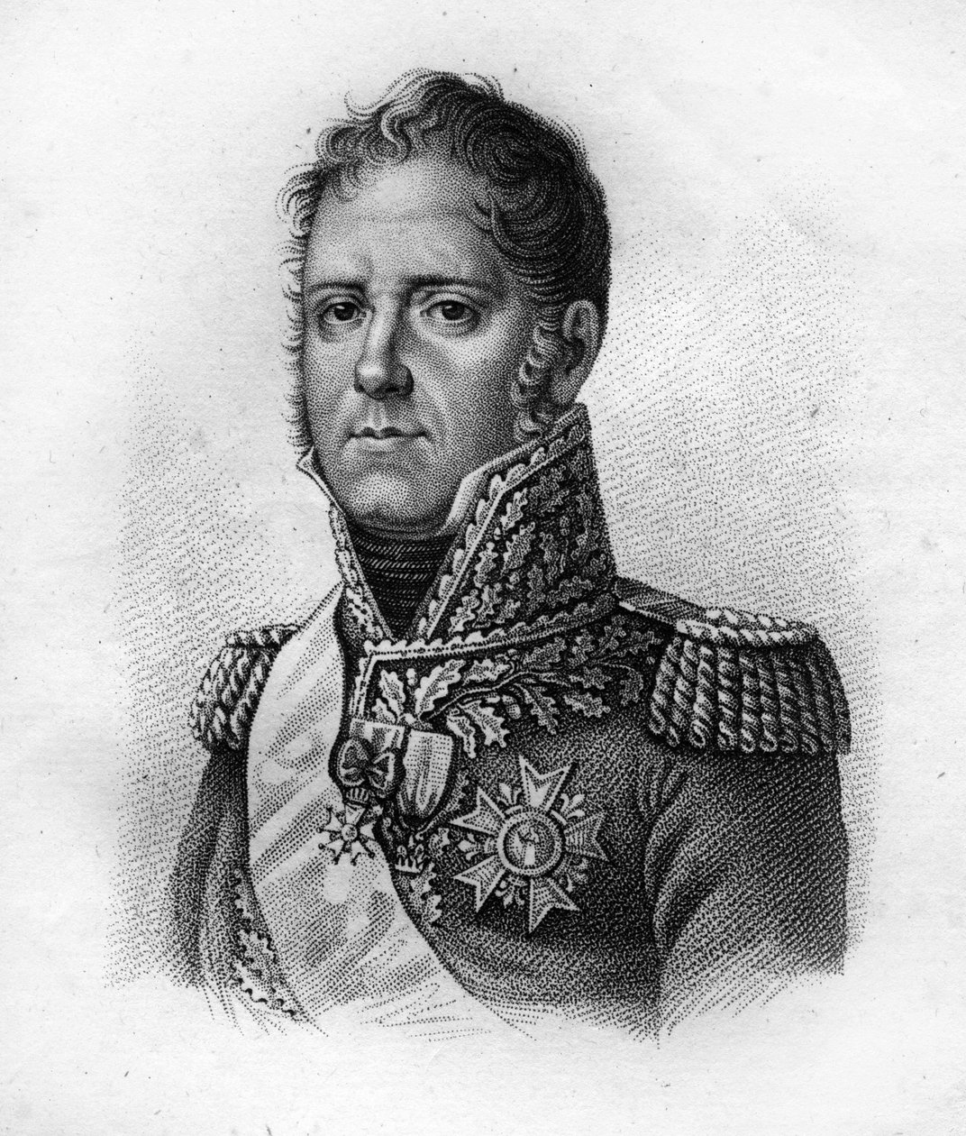 Michel Ney (1769-1815), maršál Francie, vévoda z Elchingenu, princ z Moskvy. v Portrétech francouzských generálů po vítězstvích a výbojích Francouzů““ Vyryl Ambroise Tardieu v roce 1818. Sbírka Stella. od Ambroise Tardieu