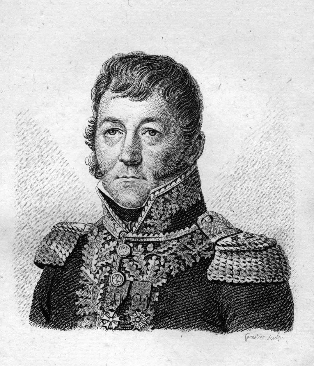 Portrét Clauda Prosta (1764-1834), barona říše, brigádního generála dělostřelectva - v „Portrétech francouzských generálů po vítězstvích a výbojích Francouzů““. Hrob od Ambroise Tardieu v roce 1818. Sbírka Stella. od Ambroise Tardieu