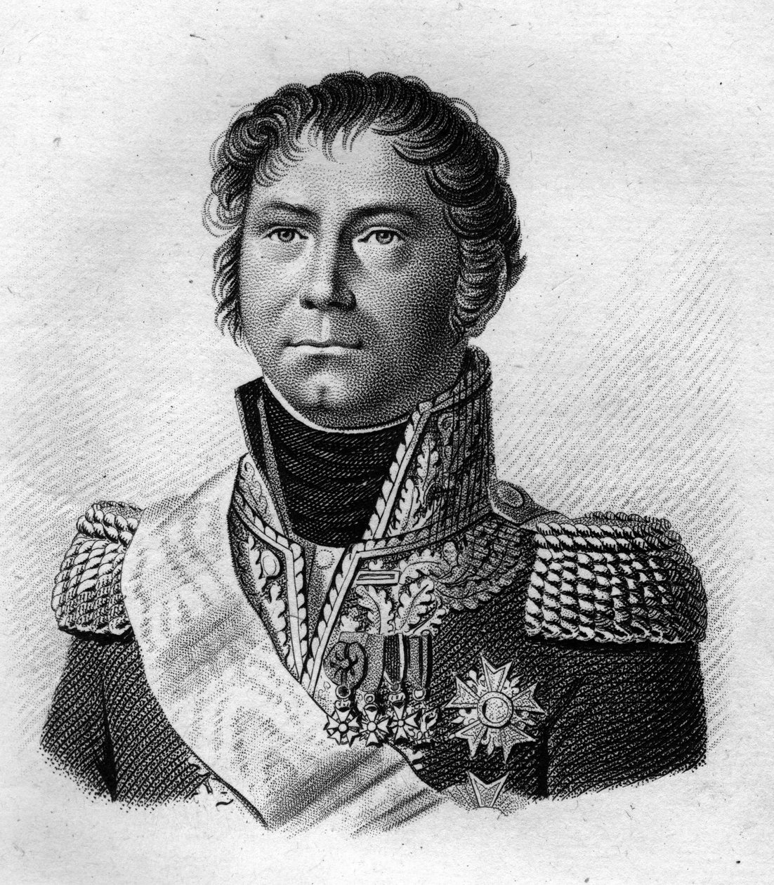 Portrét generála Beckera, který eskortoval Napoleona I. v roce 1815 na místo jeho nalodění na Svatou Helenu po 100 dnech.in „Portraits des Général Français““. Vyryl Ambroise Tardieu v roce 1818. Sbírka Stella od Ambroise Tardieu