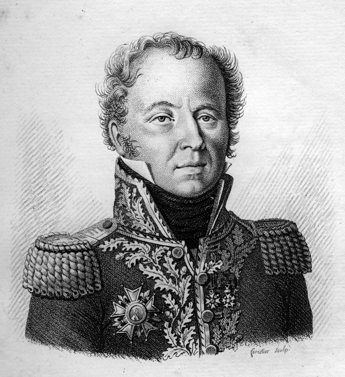 Portrét generálmajora barona Louise Emmanuela (Louis-Emmanuel) Rey (1768-1846) - v „Portrétech francouzských generálů po vítězstvích a výbojích Francouzů““. Hrob od Ambroise Tardieu v roce 1818. Sbírka Stella. od Ambroise Tardieu