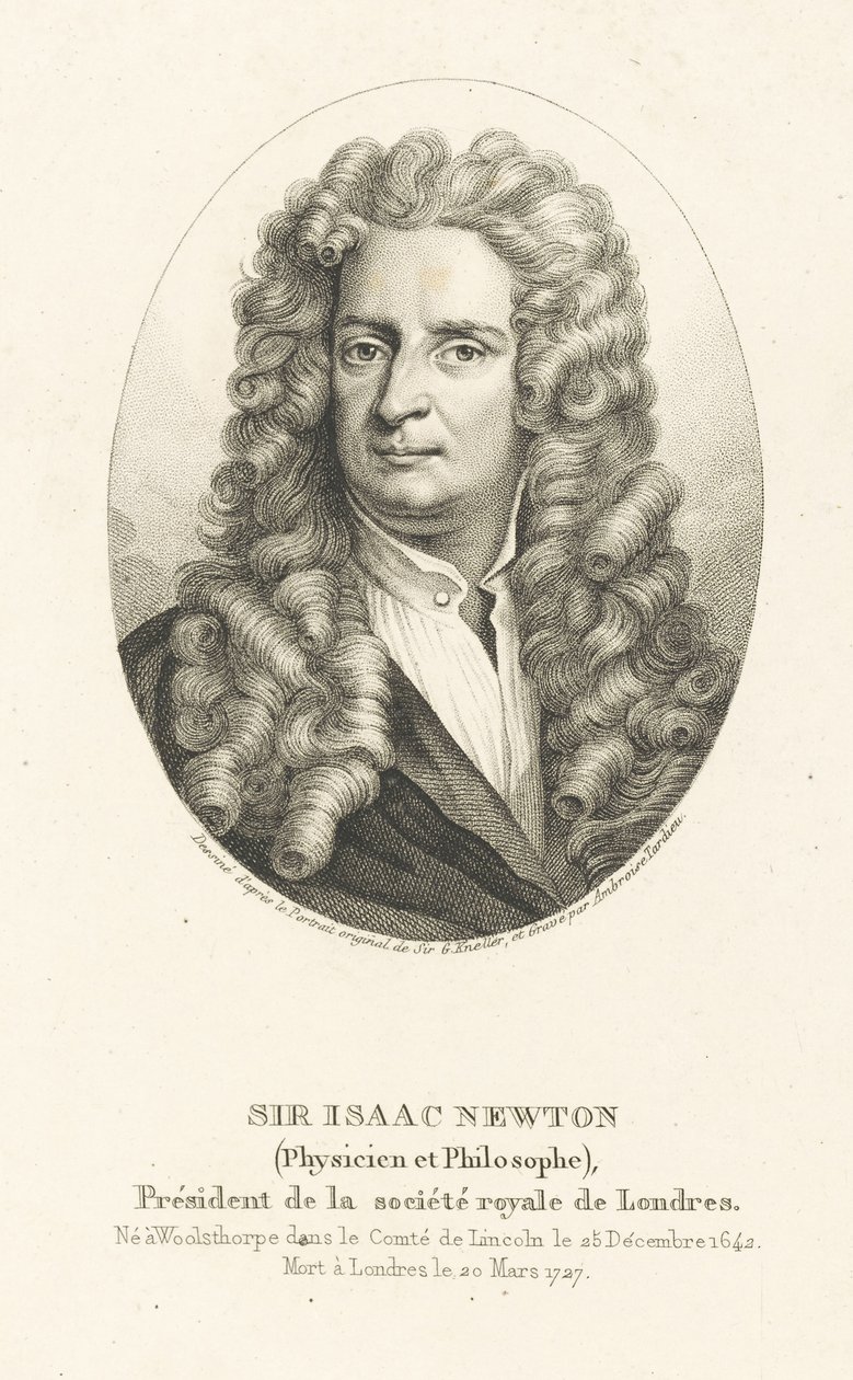 Portrét sira Isaaca Newtona 1642-1727, c. 1830-1840. od Ambroise Tardieu
