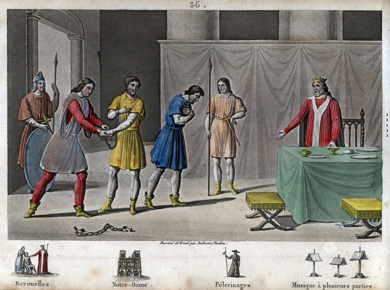 Robert II., zbožný (970 - 1031) propouští spiklence - Roberta II. známého jako „Pobožný“ (972-1031), dynastie Kapetovců. Věděl, že dva spiklenci byli odsouzeni k smrti, nechal je promluvit, zacházel s nimi krásně a vrátil se na svobodu. od Ambroise Tardieu