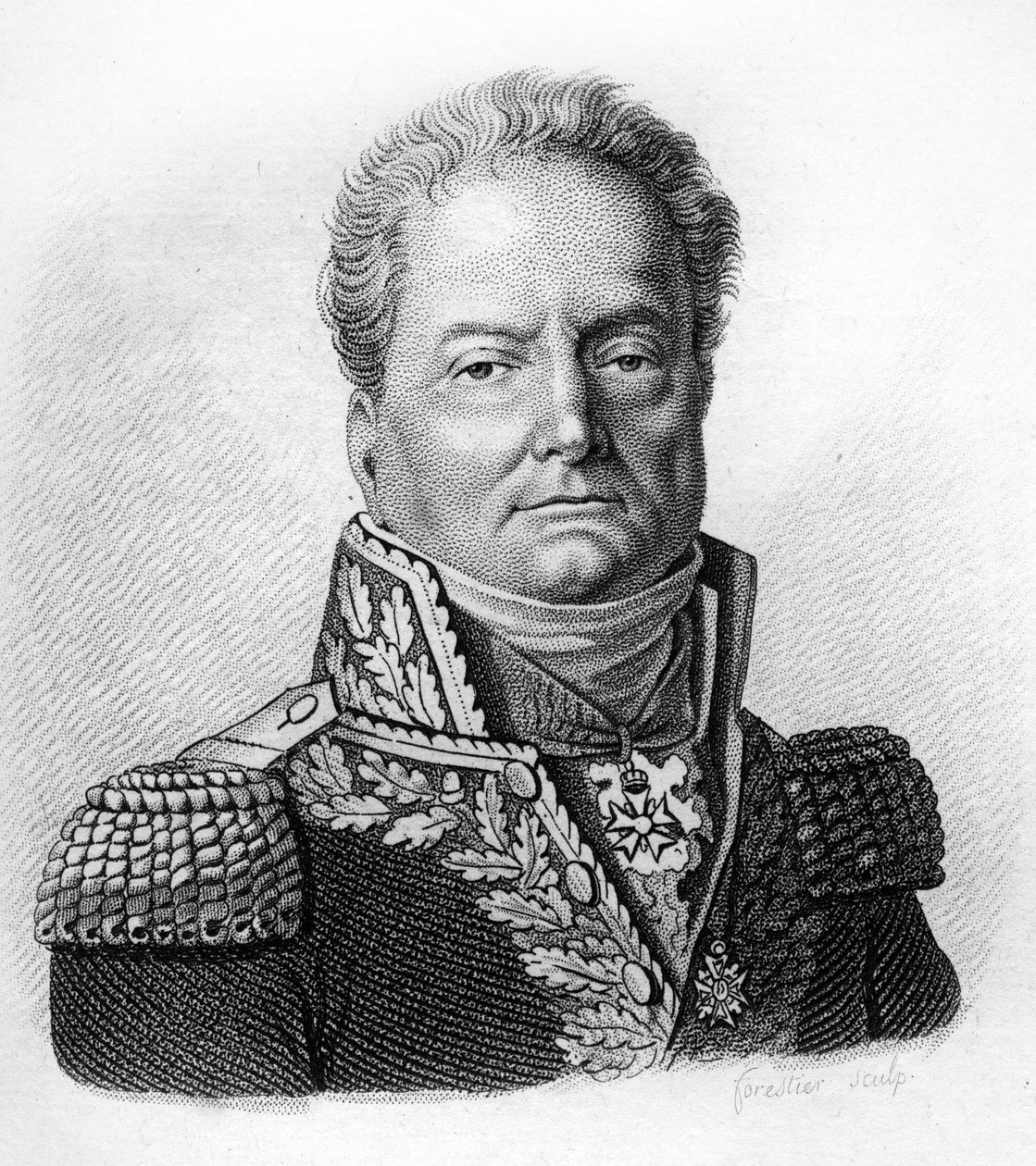 portrét Pierra Margarona (1765-1824) byl francouzský generál během revoluce a císařství.- v „Portrétech francouzských generálů po vítězstvích a výbojích Francouzů““. Hrob od Ambroise Tardieu v roce 1818. Sbírka Stella. od Ambroise Tardieu