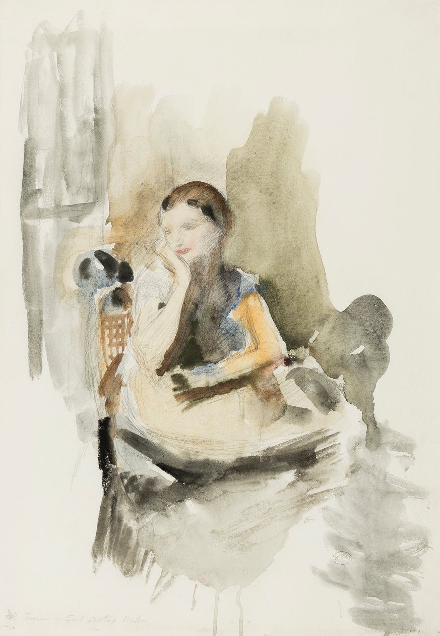 Helen, 1917 (tužka, štětec a wc na papíře) od Ambrose McEvoy