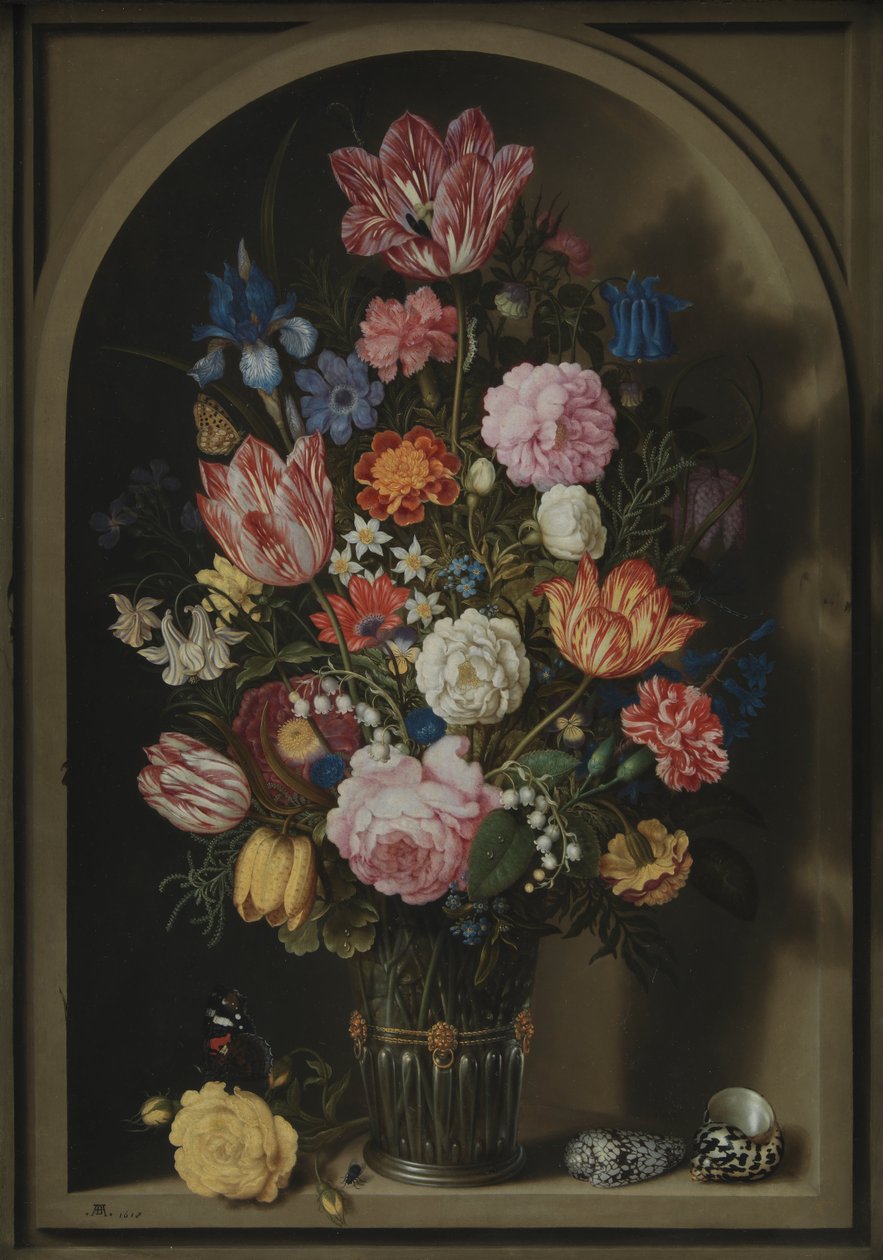 Kytice v kamenném výklenku od Ambrosius the Elder Bosschaert