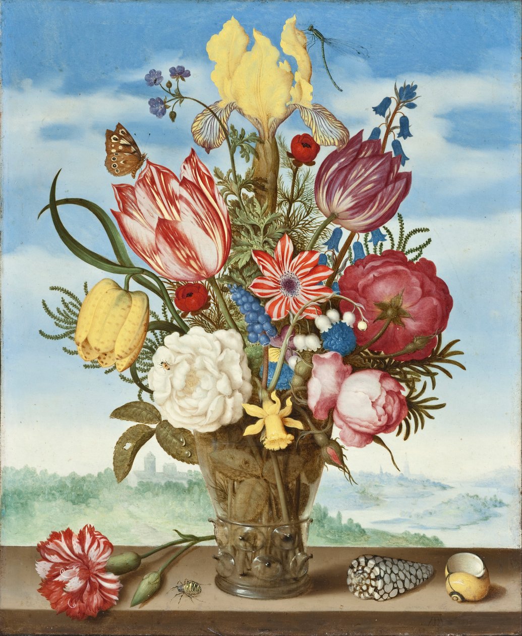 Kytice na římse od Ambrosius the Elder Bosschaert
