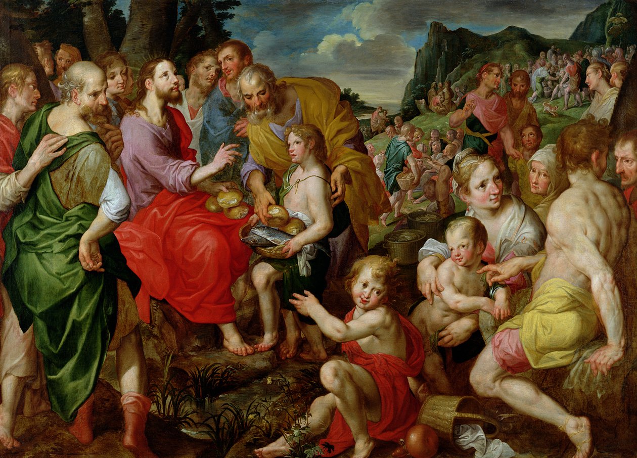 Krmení pěti tisíc od Ambrosius the Elder Francken or Franck
