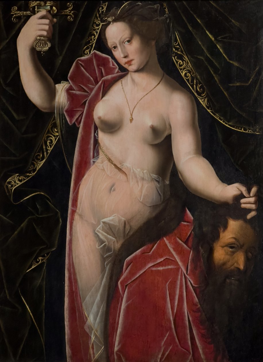 Judita držící hlavu Holoferna, asi 1530-1533 (olej na dřevě) od Ambrosius (after) Benson