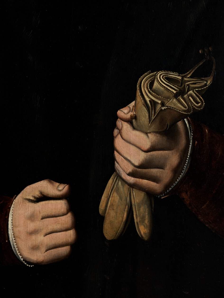 Detail portrétu Otho Stochovena (olej na panelu) od Ambrosius Benson