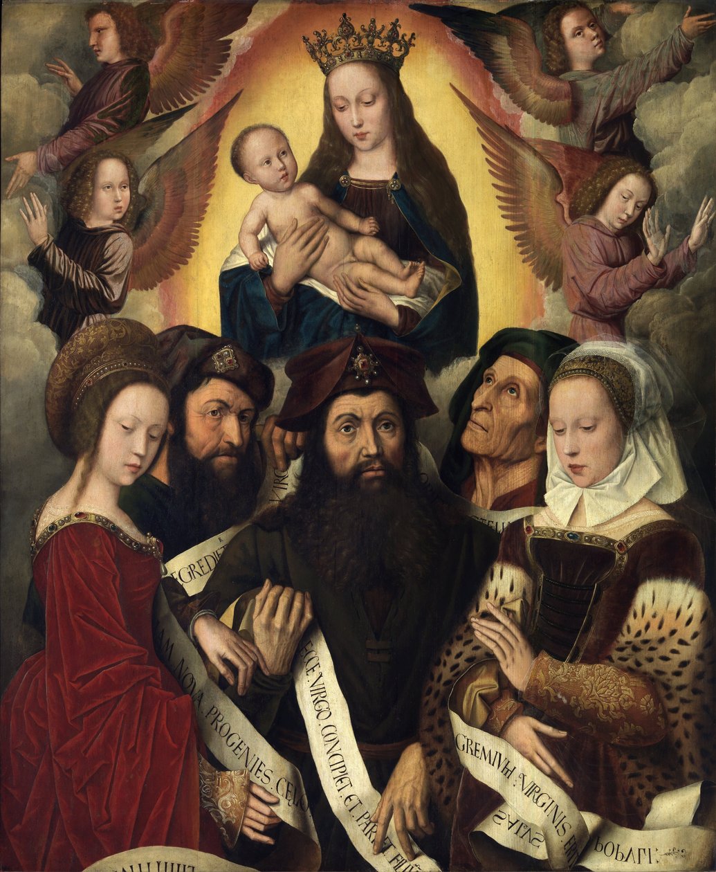Holandština: Marie s dítětem obklopená anděly, proroky a sibylami Deipara Panna od Ambrosius Benson
