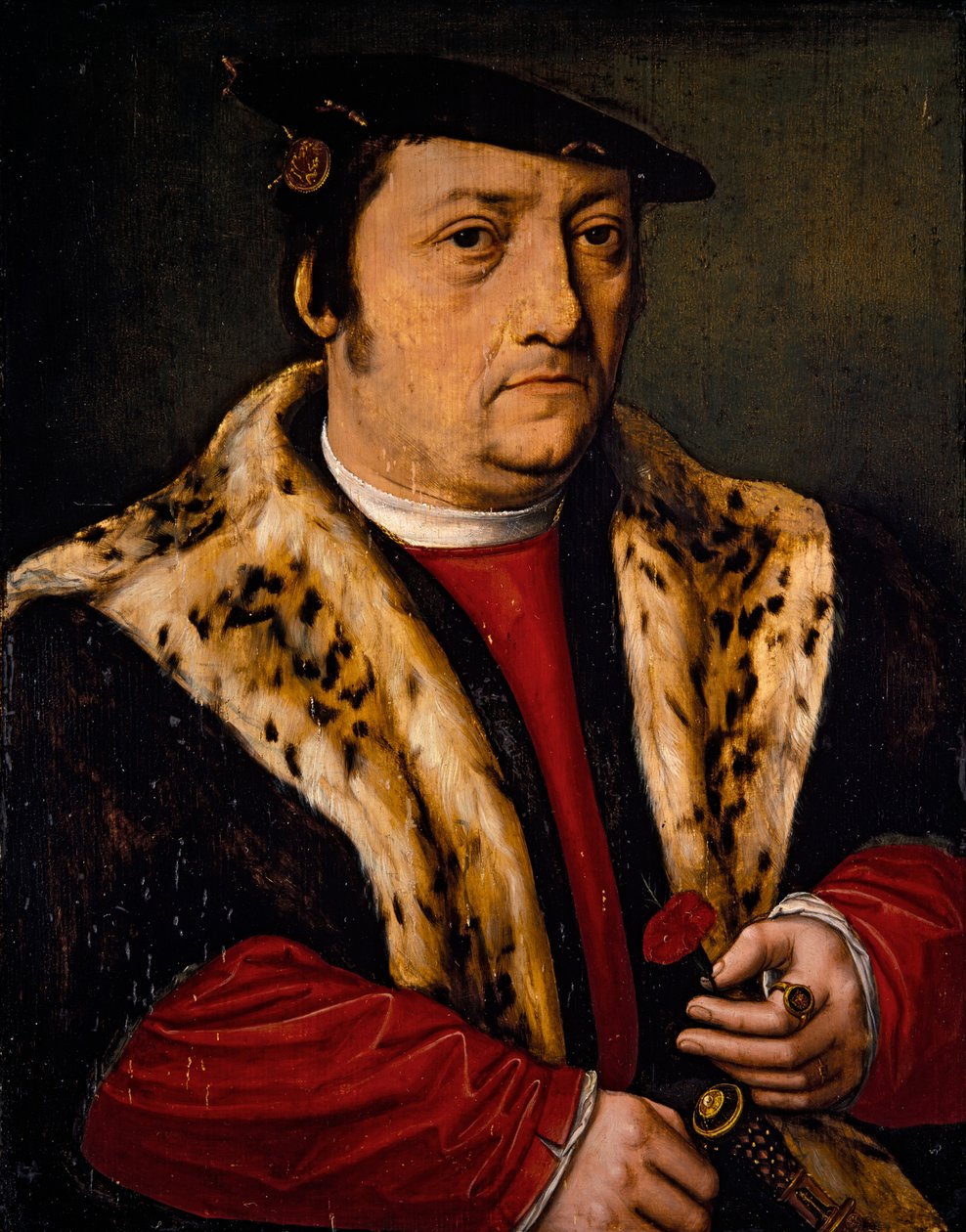 Portrét muže s růžovou barvou od Ambrosius Benson
