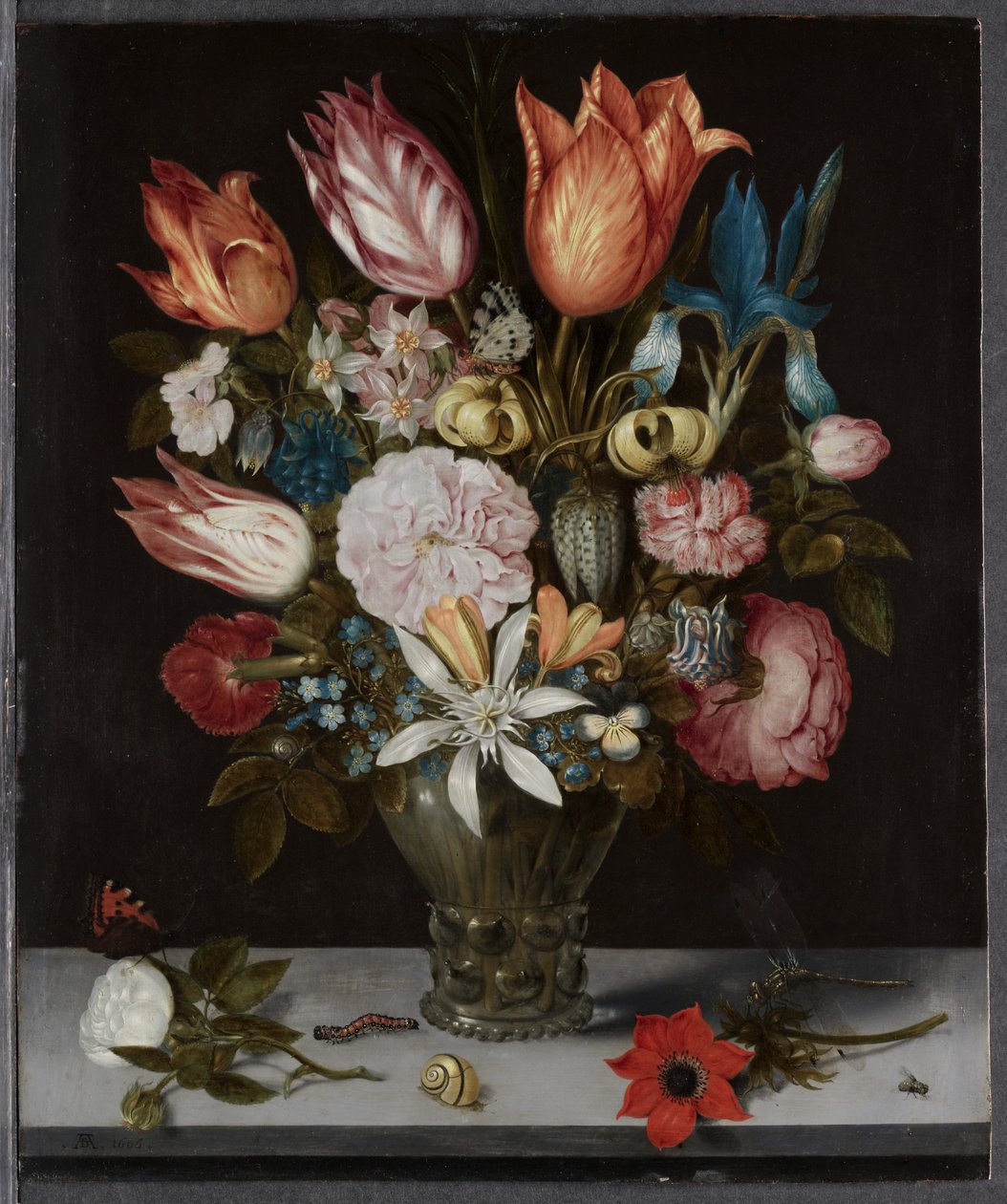 Květiny ve sklenici od Ambrosius Bosschaert