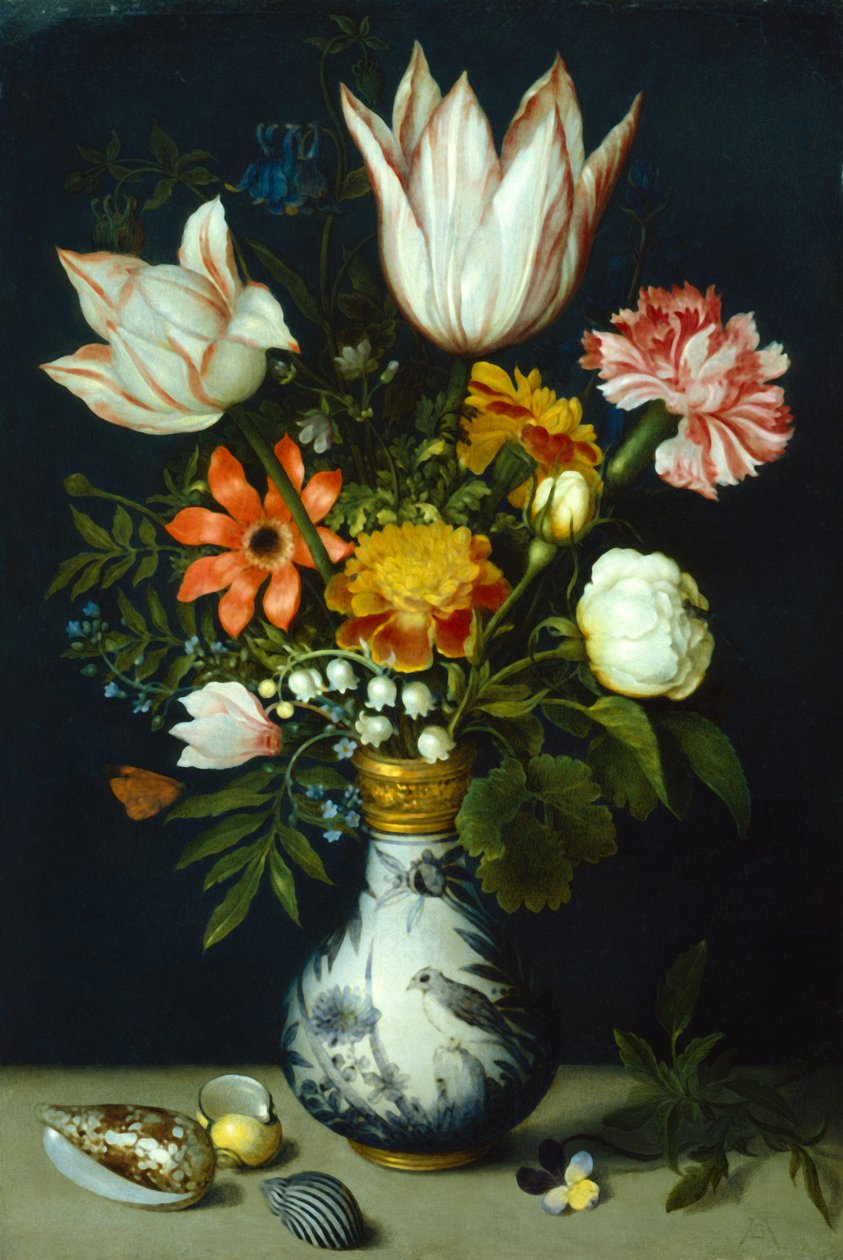 Květiny v porcelánové váze, c1600 od Ambrosius Bosschaert the Elder