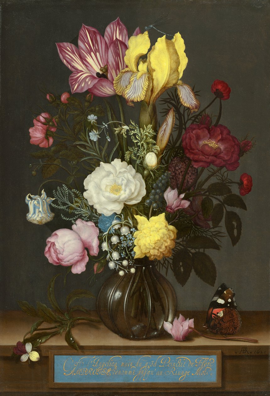 Kytice ve skleněné váze od Ambrosius the Elder Bosschaert