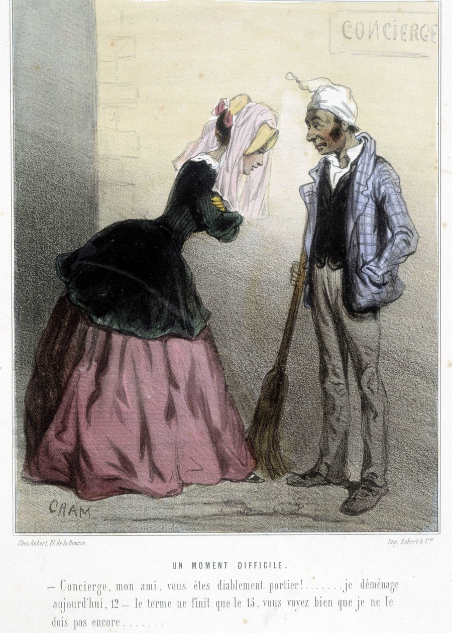 Un moment difficile (le rent) – v „“ Madeleines““ od Chama, v. 1870-1880 od Amédée de Noé