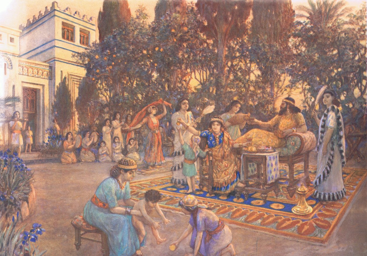 Domácí život v Babylonu, z plakátů školy MacMillan, c.1950-60s od Amedee Forestier