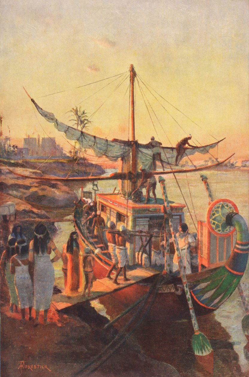 Legenda o egyptském původu Stone of Scone, z „The Illustrated London News“, 1910 od Amedee Forestier