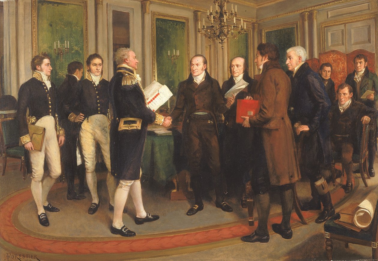 Podepsání smlouvy z Gentu, Štědrý den, 1814, 1914 od Amedee Forestier