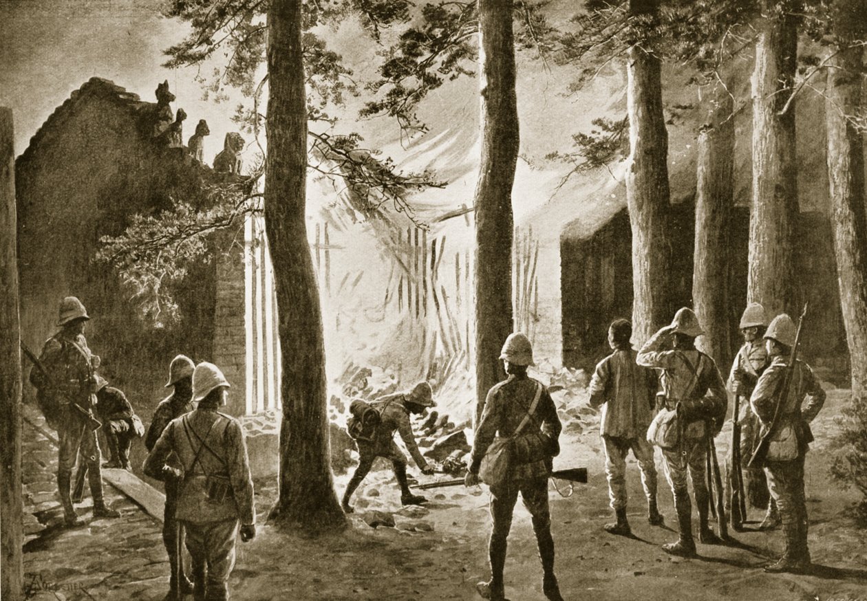 Zničení čínského chrámu na břehu Pei-Ho od Amedee Forestier