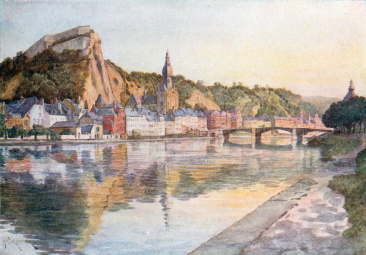 Celkový pohled na Dinant (barevná litografie) od Amedee (after) Forestier