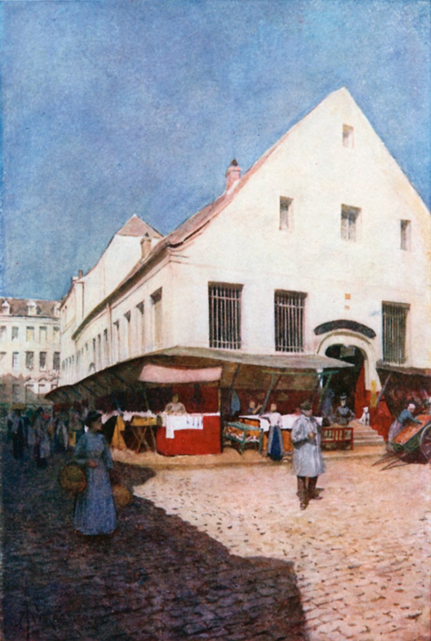 La Vieille Boucherie, Liege (barevná litografie) od Amedee (after) Forestier