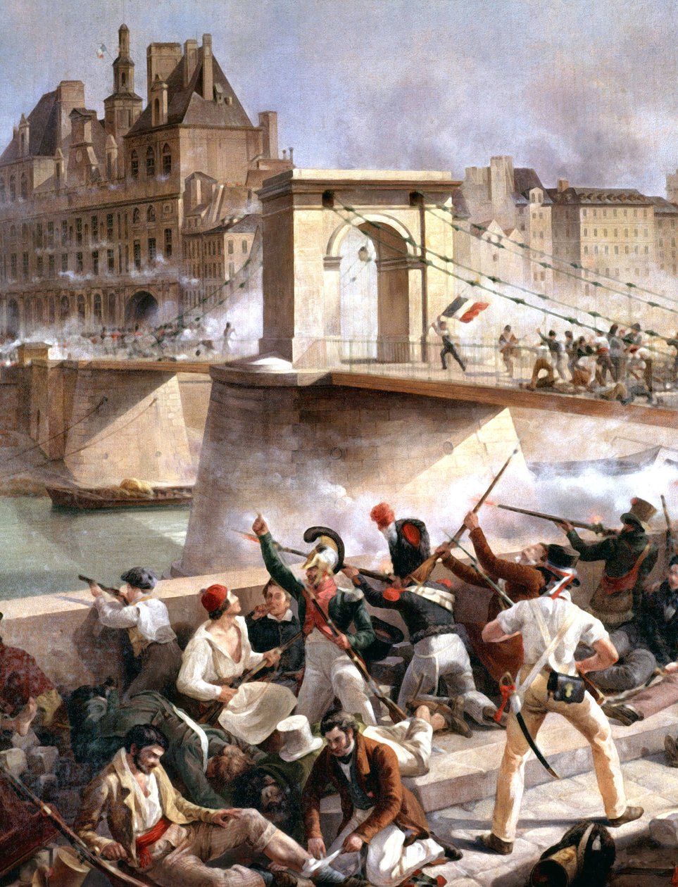 Most Arcole, radnice Capture of Paris 28. července od Amédée Bourgeois