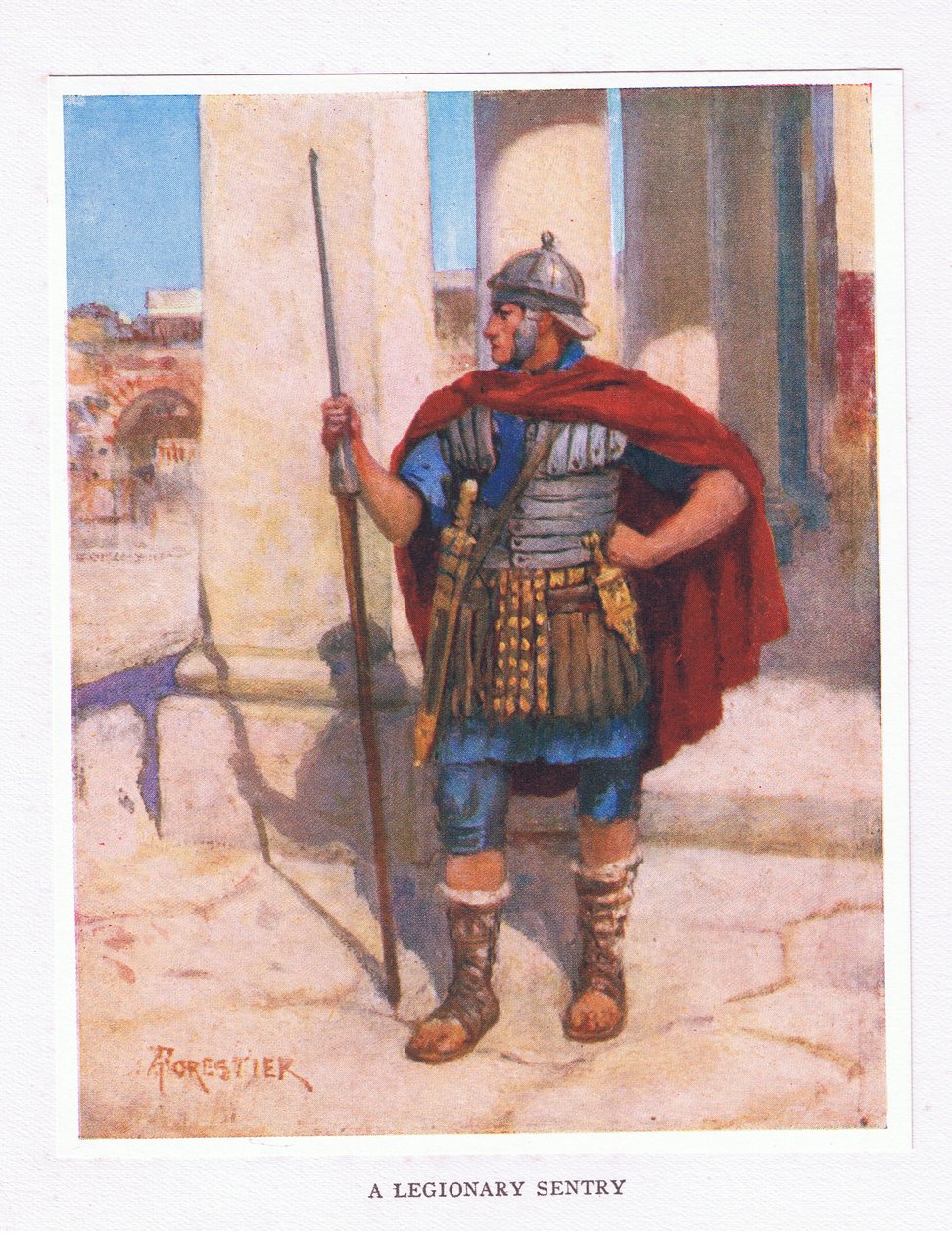 Legionářská hlídka, ilustrace z The Roman Soldier, 1928 od Amedee Forestier