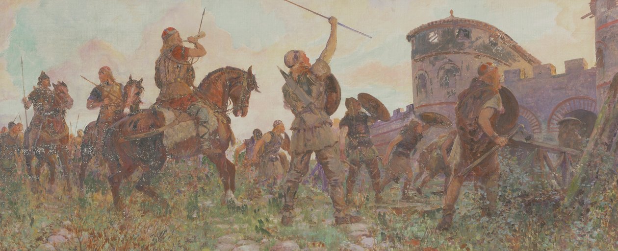 Příjezd Sasů do Londýna, c530 našeho letopočtu, c1912 od Amedee Forestier