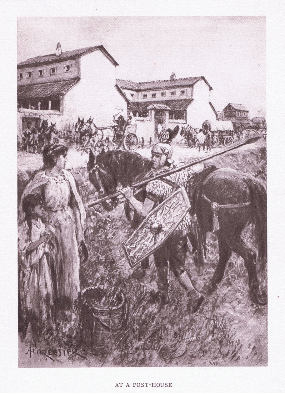 Na poště, ilustrace z The Roman Soldier, 1928 od Amedee Forestier