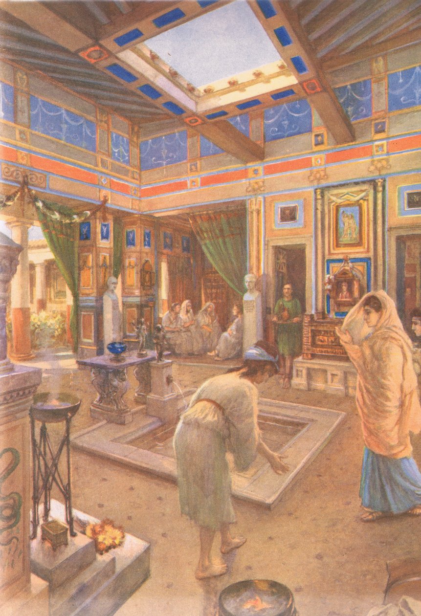 Domácí život v Římě, z plakátů školy MacMillan, c.1950-60s od Amedee Forestier