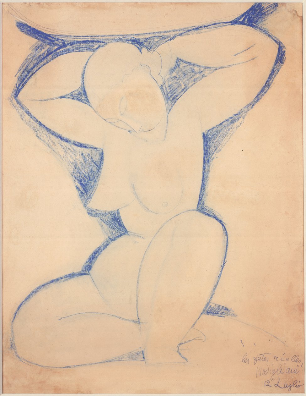 Caryatid, 1913-14 (barevná tužka na papíře) od Amedeo Modigliani