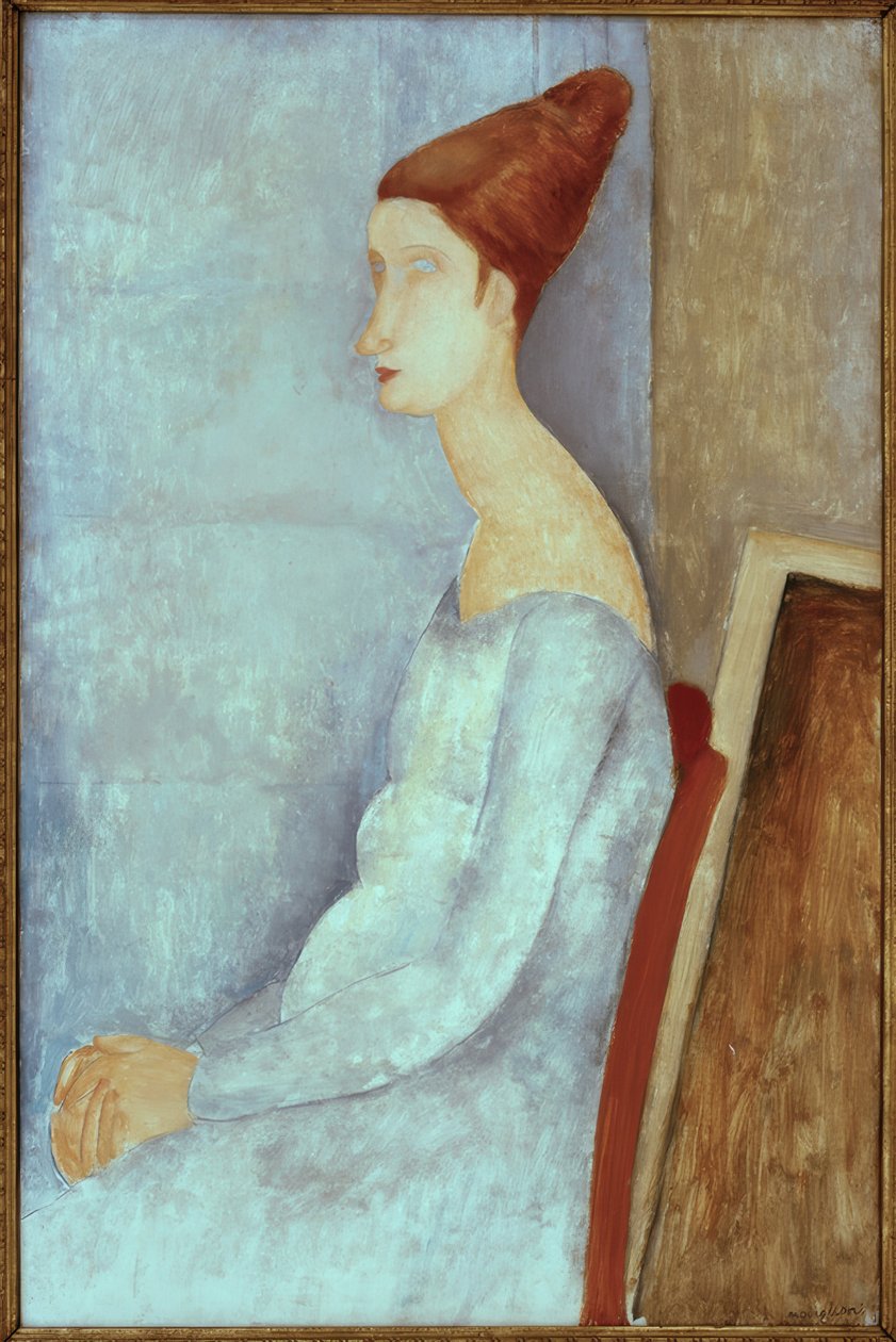 Jeanne Hebuterne sedící z profilu od Amedeo Modigliani