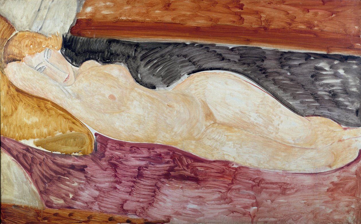 Nahá plenka. Obraz Amedea Modiglianiho (1884-1920), 1918. Olej na plátně. Řím, Muzeum moderního a současného umění (Řím, Národní galerie moderního a současného umění) od Amedeo Modigliani