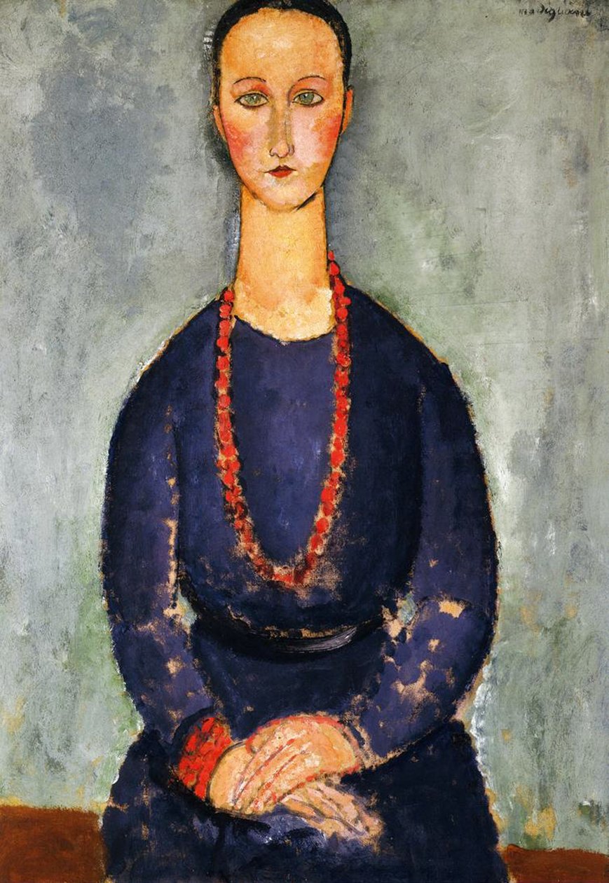 Červený náhrdelník, 1918 od Amedeo Modigliani
