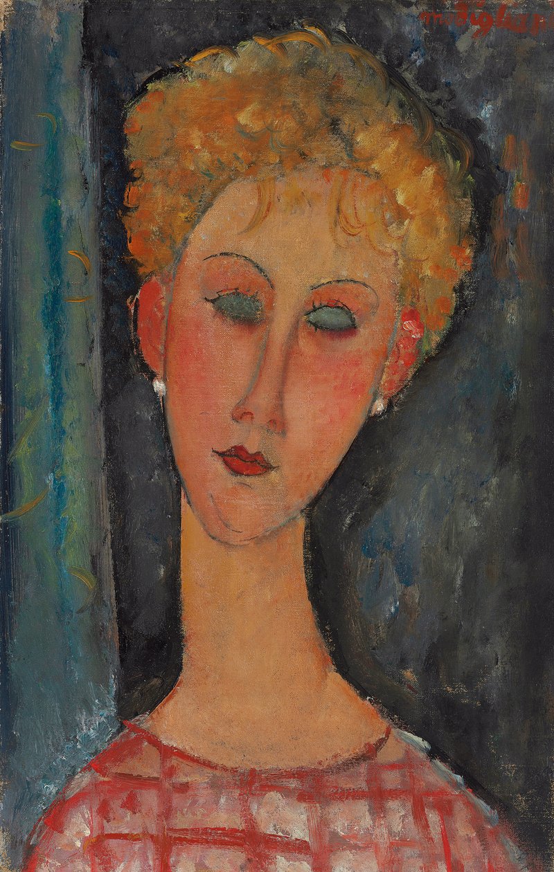 Blondýnka s kudrnatými vlasy; Blondýnka s náušnicemi, cca 1918-1919 od Amedeo Modigliani