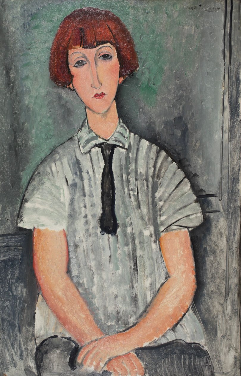 Francouzština:  Jeune Fille au corsage rayé Mladá dívka s pruhovanou halenkou od Amedeo Modigliani