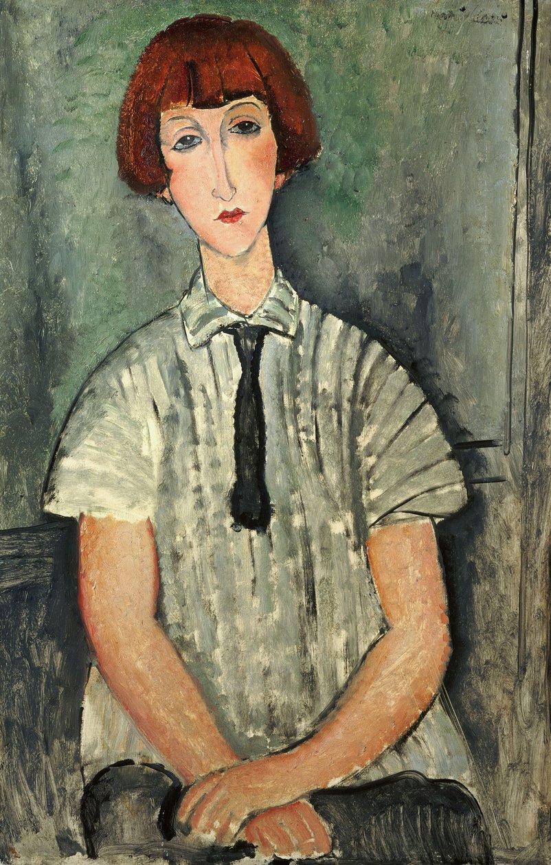 Francouzština:  Jeune Fille au corsage rayé Mladá dívka s pruhovanou halenkou od Amedeo Modigliani
