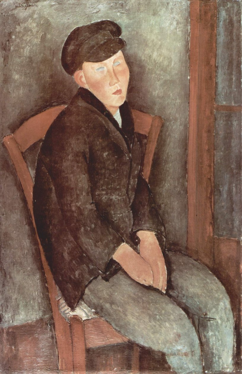 Německy: Sedící chlapec s kloboukem od Amedeo Modigliani