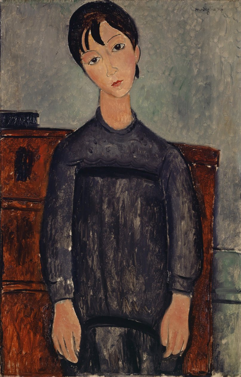 Dívka stojící v černém Pinafore, 1918 od Amedeo Modigliani