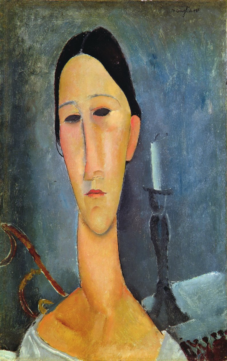 Hanka Zborowska se svícnem, 1919 od Amedeo Modigliani