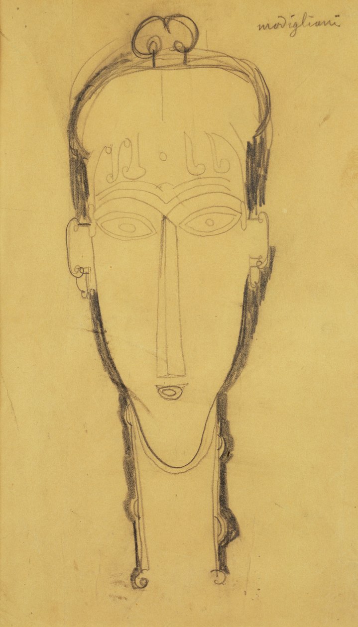 Hlava karyatidy v šatech hlavy, 1911 od Amedeo Modigliani