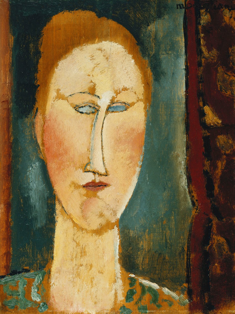 Hlava ženy s červenými vlasy; Hlava ženy s červenými vlasy, od Amedeo Modigliani