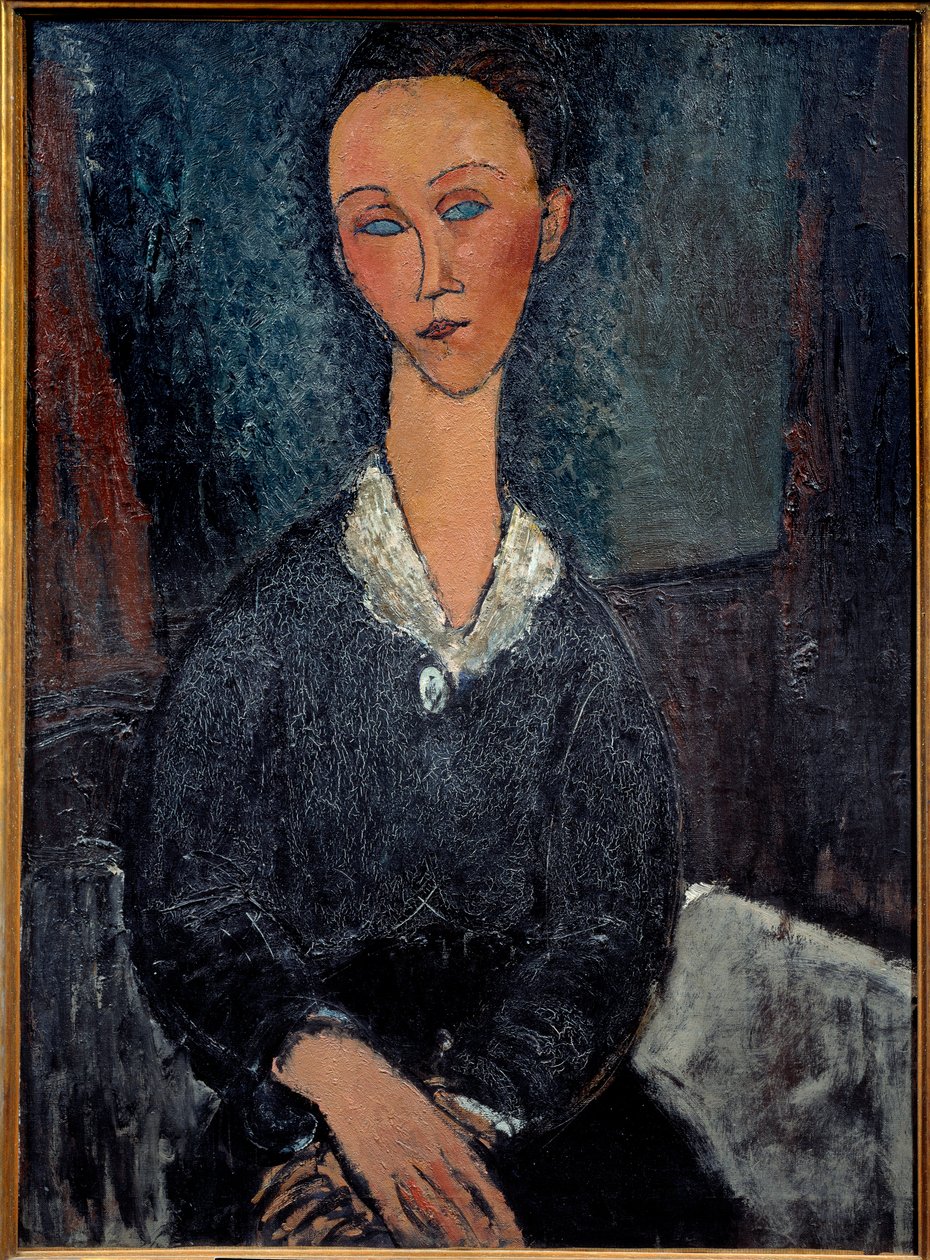 Žena s bílým límečkem Obraz Amedea Modiglianiho (1884-1920) Slunce 20. století. 0,92x0,6 m Grenoble, Muzeum výtvarných umění od Amedeo Modigliani