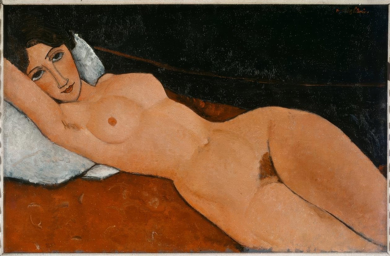 Ležící akt na bílém polštáři od Amedeo Modigliani