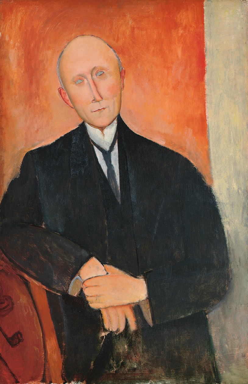 Muž na oranžovém pozadí od Amedeo Modigliani